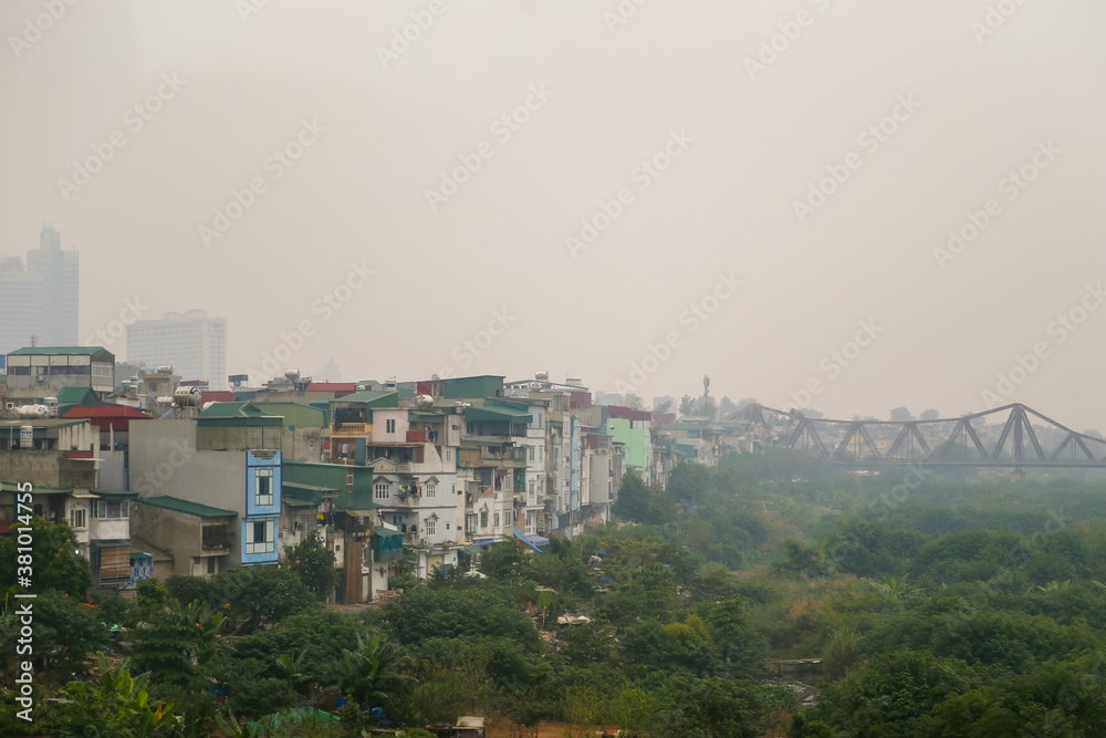 Shops and buildings in the French Quarter of Hanoi Vietnam