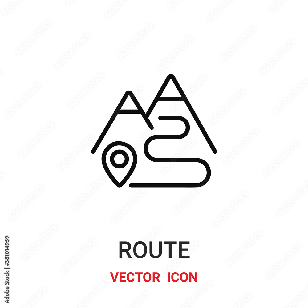 Fototapeta premium route icon vector symbol. route symbol icon vector for your design. Modern outline icon for your website and mobile app design.