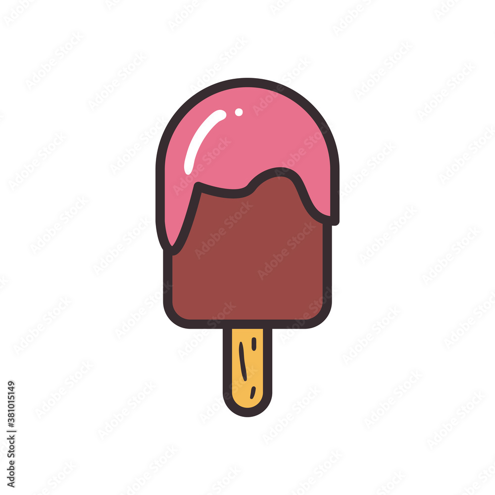 ice cream with stick line and fill style icon vector design ice cream with stick line and fill style icon vector design
