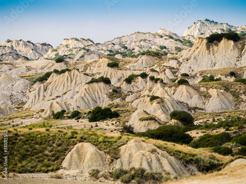 Konstfotografi Dramatic view of Aliano badlands (calanchi), lunar landscape made of clay sculpt