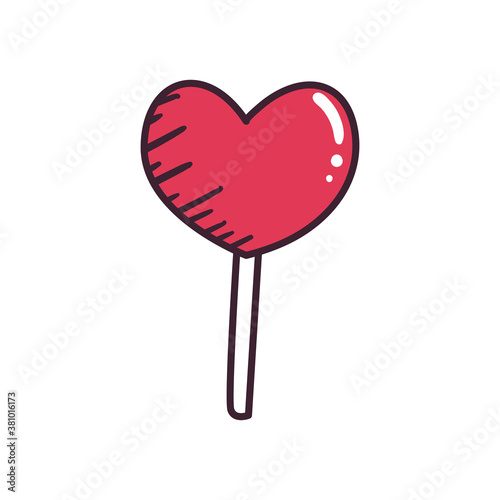 pop art candy heart line and fill style icon vector design