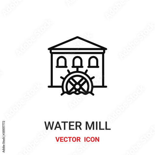 Water mill vector icon. Modern, simple flat vector illustration for website or mobile app.Farm symbol, logo illustration. Pixel perfect vector graphics	