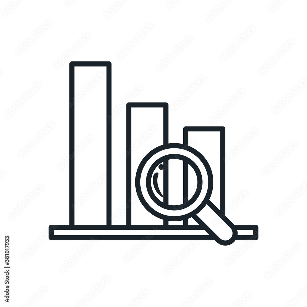 lupe with bars chart line style icon vector design lupe with bars chart line style icon vector design