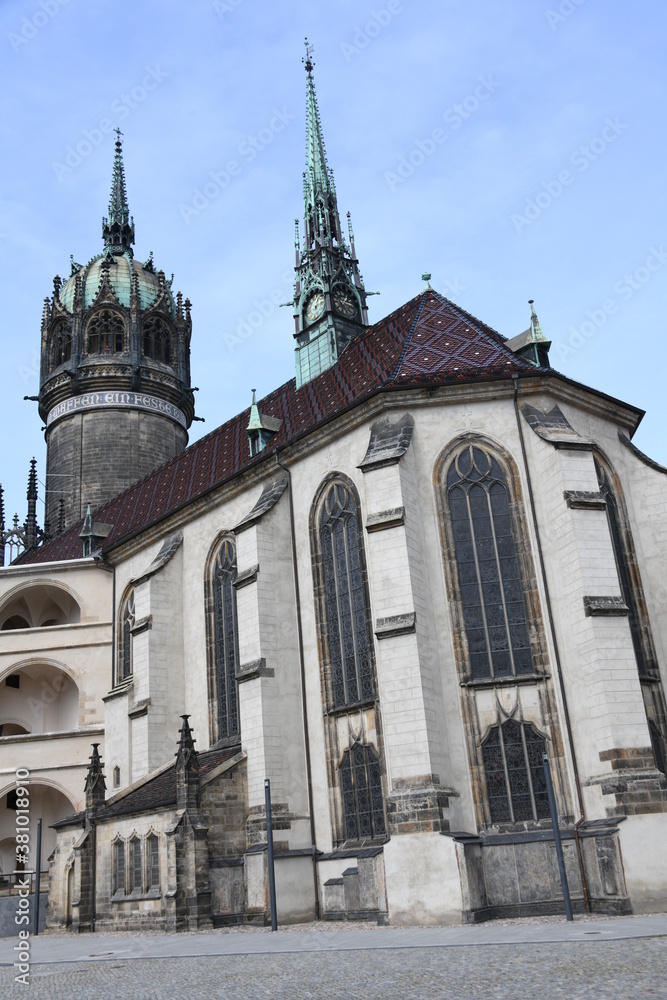 Schlosskirche in Wittenberg. Ursprung der Reformation von Martin Luther. 