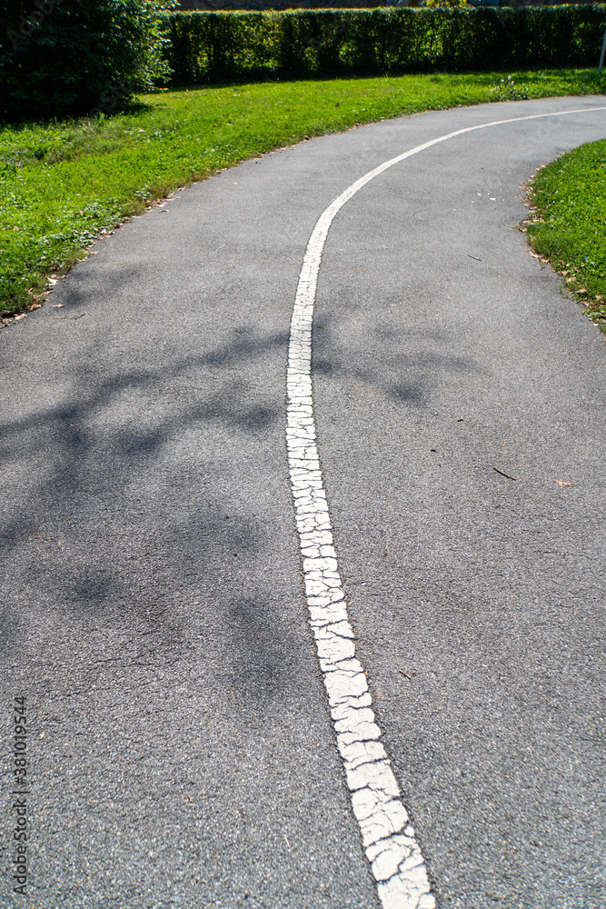 Obraz premium Kleiner Betonweg inmitten von Wiese