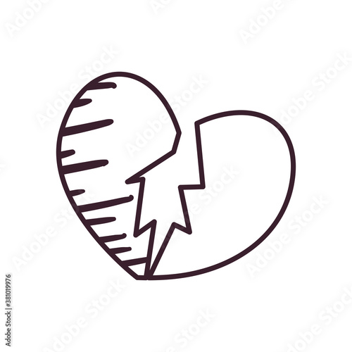 pop art broken heart line style icon vector design