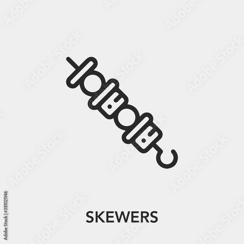 skewers icon vector. Linear style sign for mobile concept and web design. skewers symbol illustration. Pixel vector graphics - Vector.	