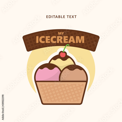 Logo de heladería 3 bolas de helado 