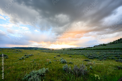 Afternoon Light Fades into Sunset in Yellowstone