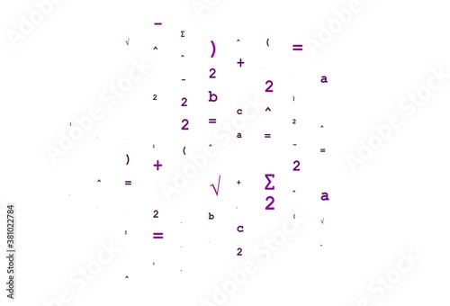 Light Purple vector pattern with arithmetic signs.