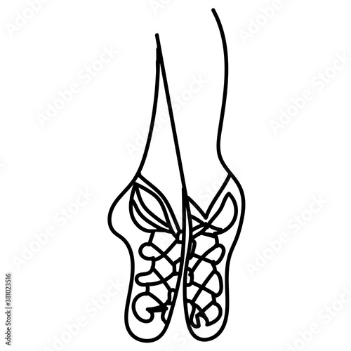 Vector image of shoes for Irish dancing. Gilly soft shoes