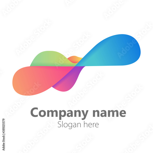 Logo de ondas abstracto, degradados multicolor