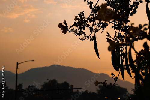 Hazy Smoke Sky Boulder Colorado Orange Mountain