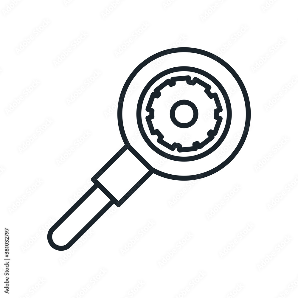 gear in lupe line style icon vector design gear in lupe line style icon vector design