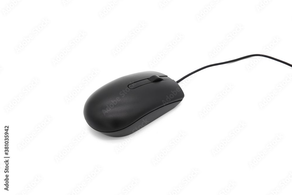 Black mouse on white background board Black mouse on white background board
