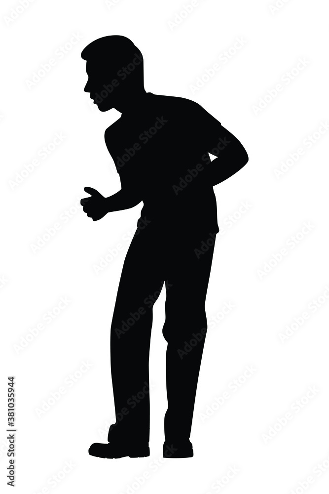 Stomachache man silhouette vector Stomachache man silhouette vector