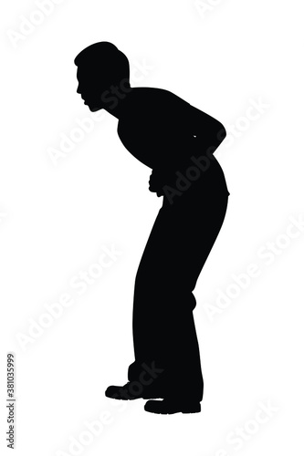 Stomachache man silhouette vector