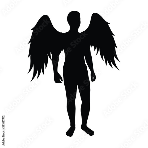 Male angel silhouette vector