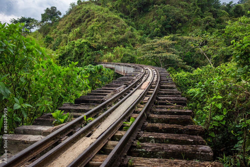 Amaga, Antioquia / Colombia. March 31, 2019. Old railway road of Antioquia / Colombia Amaga, Antioquia / Colombia. March 31, 2019. Old railway road of Antioquia / Colombia