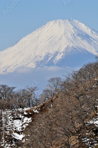 冬の丹沢山地と富士山