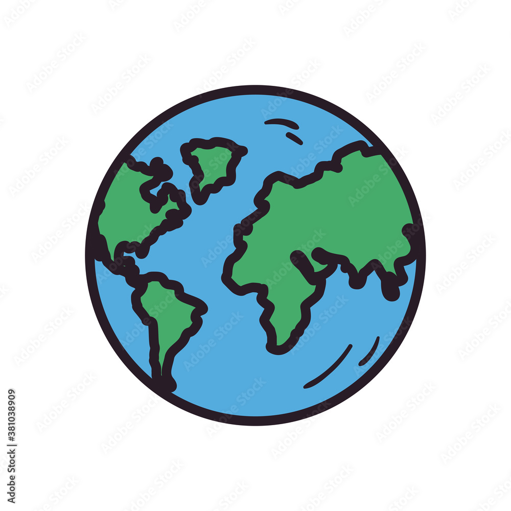 world sphere line and fill style icon vector design