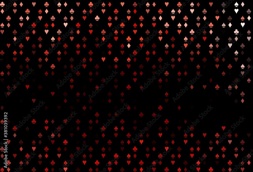 Dark Red vector pattern with symbol of cards.