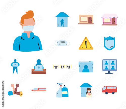 New normality free form style collection of icons vector design