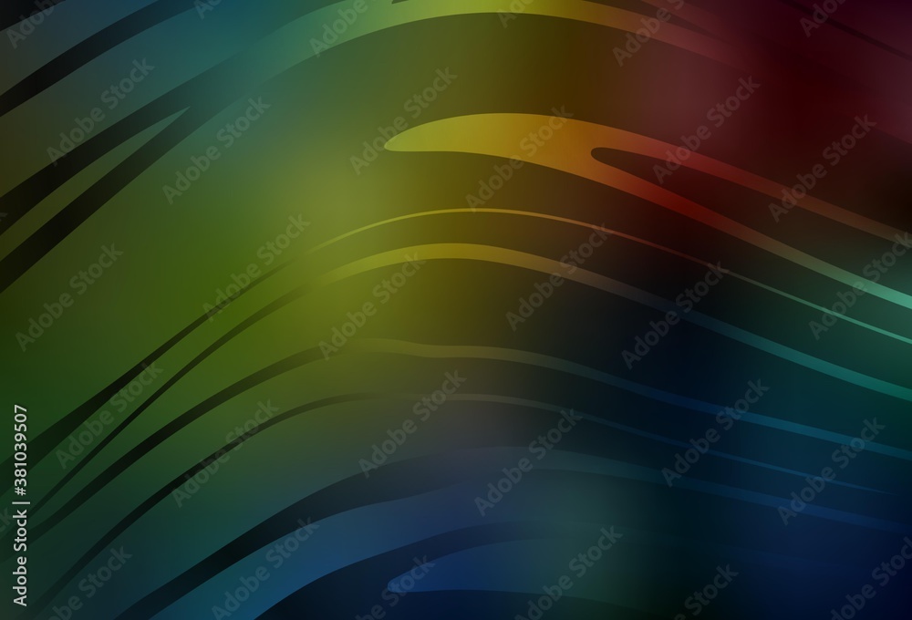 Fototapeta premium Dark Multicolor vector background with wry lines.