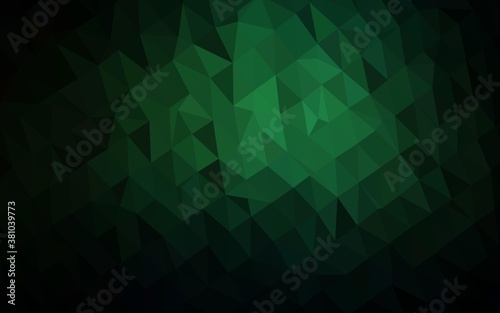 Dark Green vector abstract mosaic pattern. Triangular geometric sample with gradient. Triangular pattern for your business design.