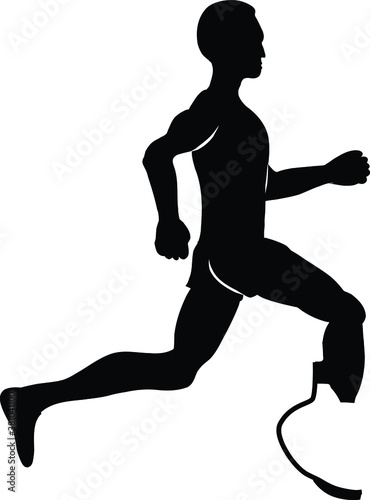 Running single-amputee or disabled person silhouette