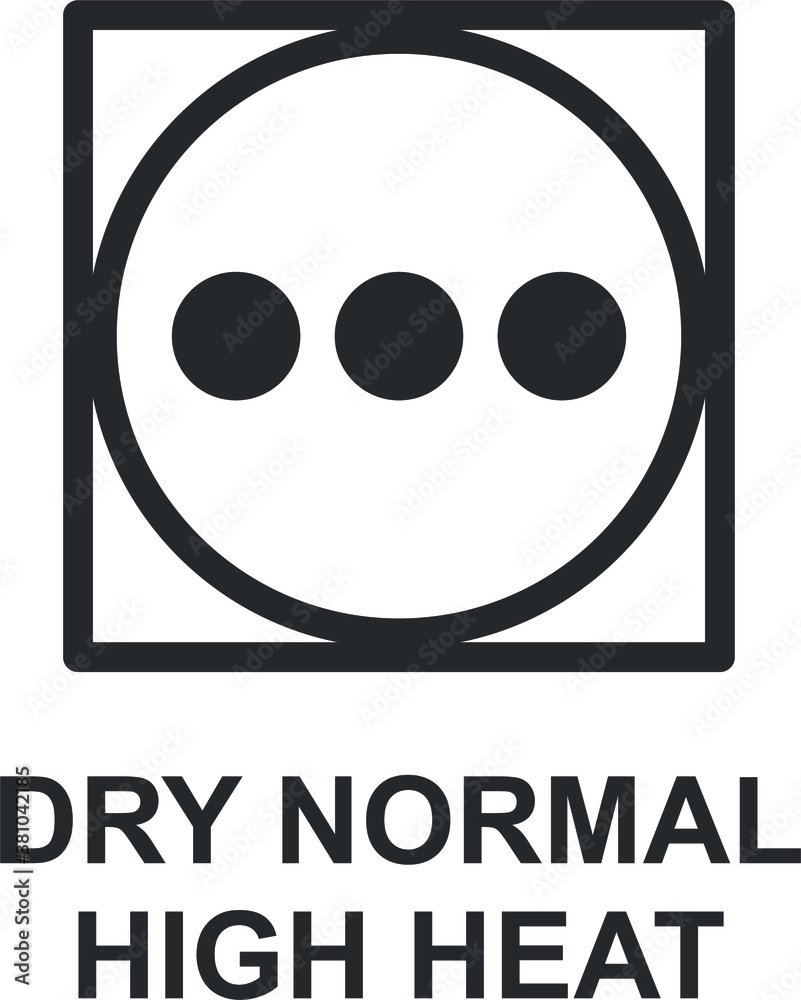 DRY NORMAL HIGH HEAT ICON, SIGN AND SYMBOL DRY NORMAL HIGH HEAT ICON, SIGN AND SYMBOL