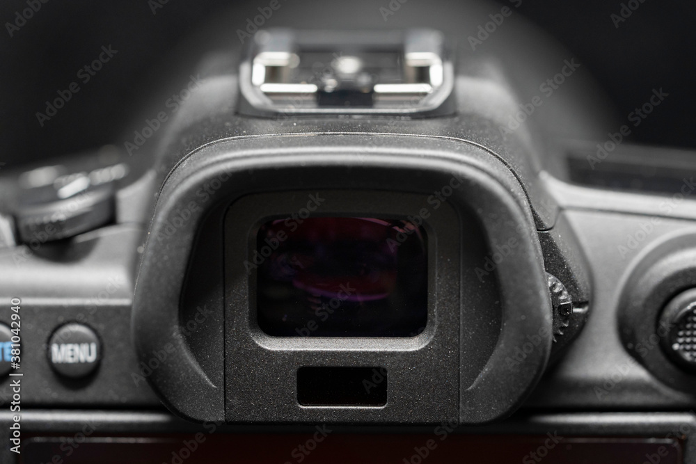 Close-up on Mirrorless Camera Electronic View Finder