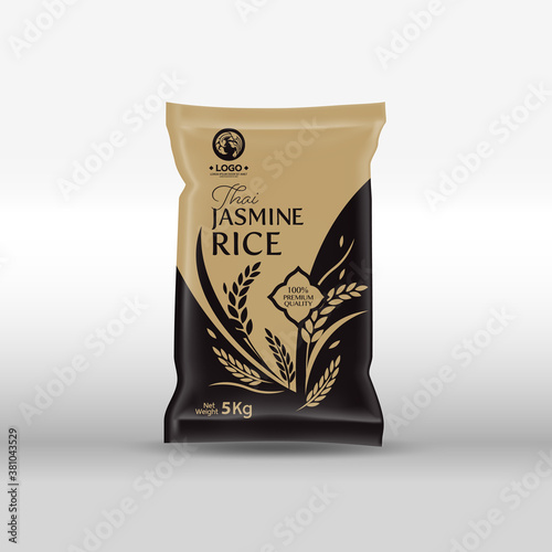Rice Package Mockup Thailand food Products, vector illustration