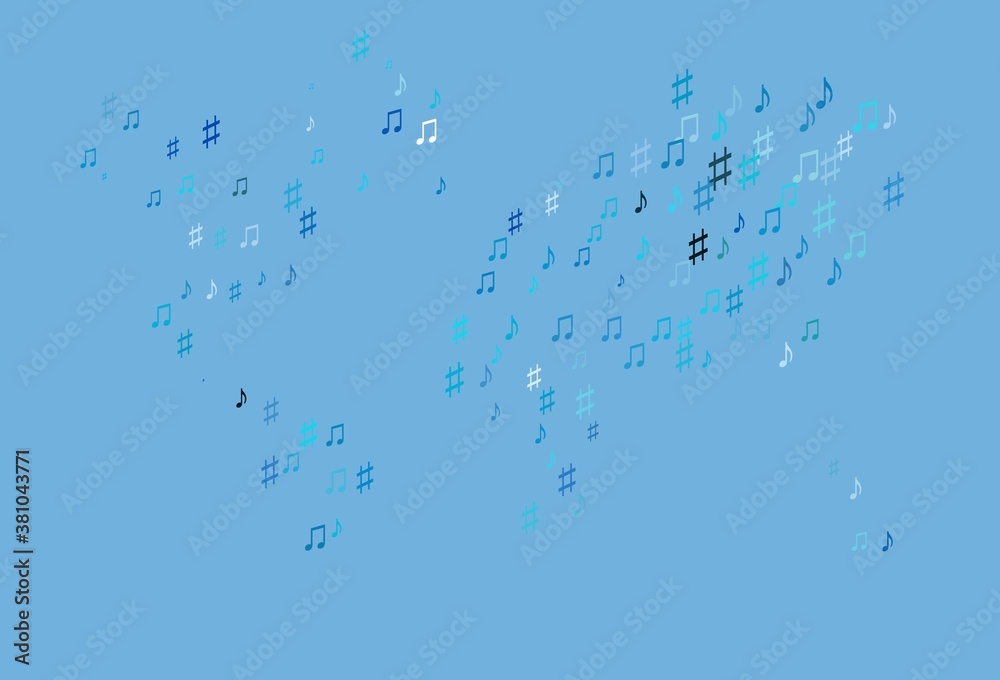 Obraz premium Light BLUE vector template with musical symbols.