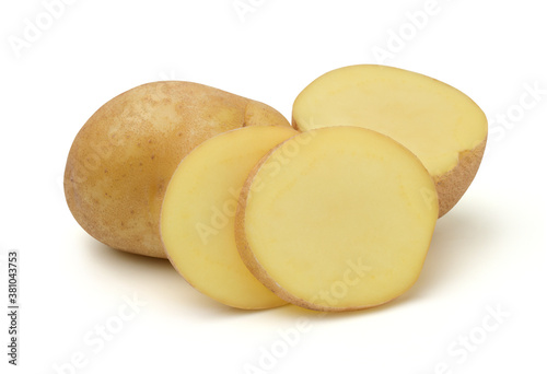 Close up,Potato and cut isolated on white background,Agricultural products.