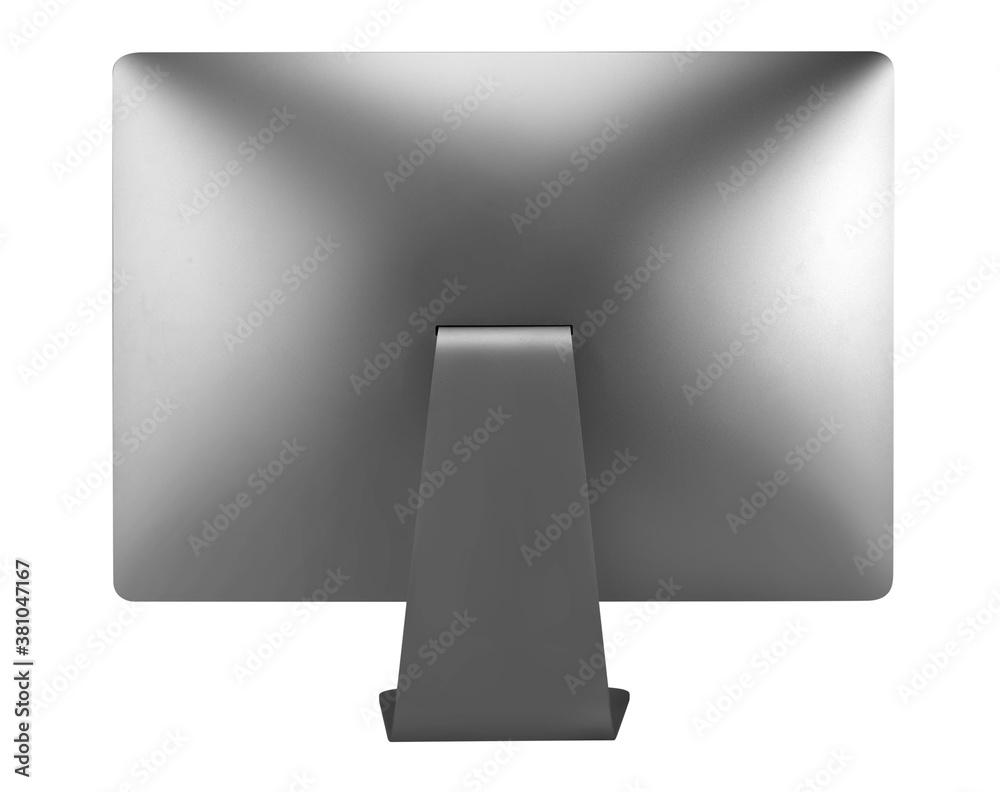 Back view of computer monitor isolated on a white background with clipping path