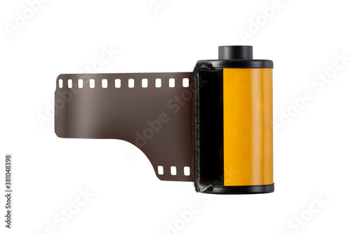 Film cartridge for still camera isolated on white