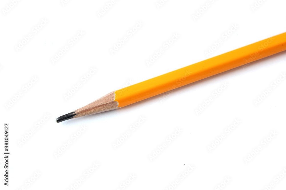 Classic yellow color Pencil  isolated on white background . 