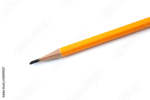Classic yellow color Pencil isolated on white background . 