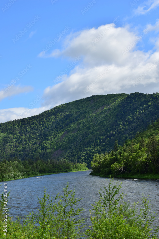 Green mountains of Sikhote-Alin, Anyu river. Green mountains of Sikhote-Alin, Anyu river.