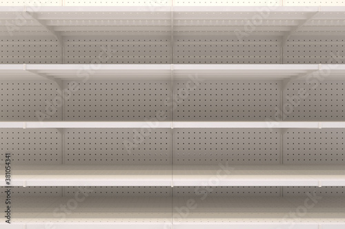 Foto Empty store shelves, 3D illustration