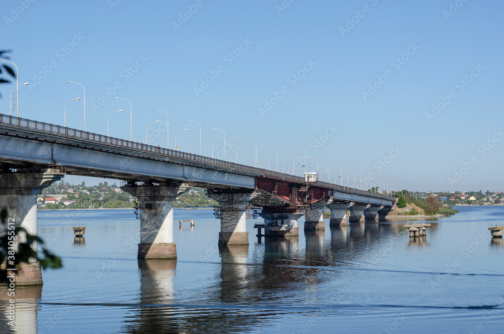 Automobile drawbridge across the Southern Bug River. Automobile drawbridge across the Southern Bug River.