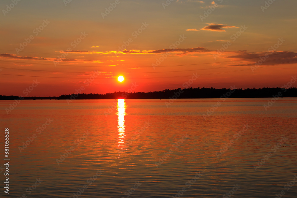 View of the Dnieper river at sunset