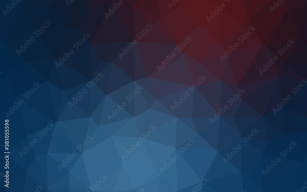 Dark Blue, Red vector low poly cover. Modern geometrical abstract illustration with gradient. Brand new design for your business.