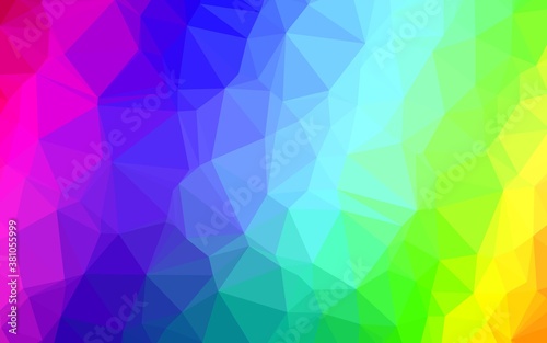Light Multicolor, Rainbow vector polygon abstract background. A sample with polygonal shapes. Brand new design for your business.