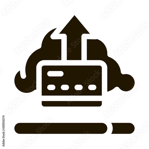 Write-Off Data Through Cloud Storage glyph icon vector. Write-Off Data Through Cloud Storage Sign. isolated symbol illustration