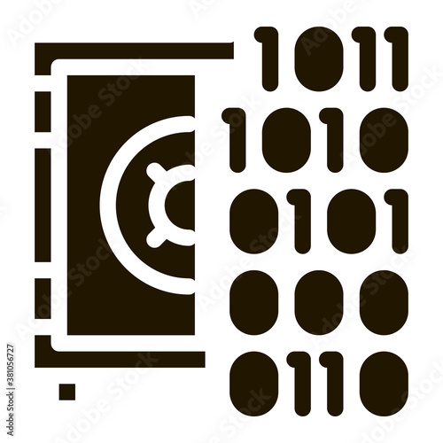 Computer Hacking with Binary Code glyph icon vector. Computer Hacking with Binary Code Sign. isolated symbol illustration