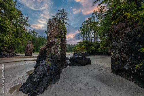 Sea stack at San Josef Bay in Cape Scott, Provincial Park, Vancouver Island, British Columbia, Canada.