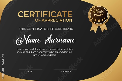 Creative certificate of appreciation award template. modern design. vector illustration