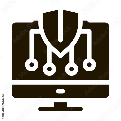 Personal Computer Protection glyph icon vector. Personal Computer Protection Sign. isolated symbol illustration